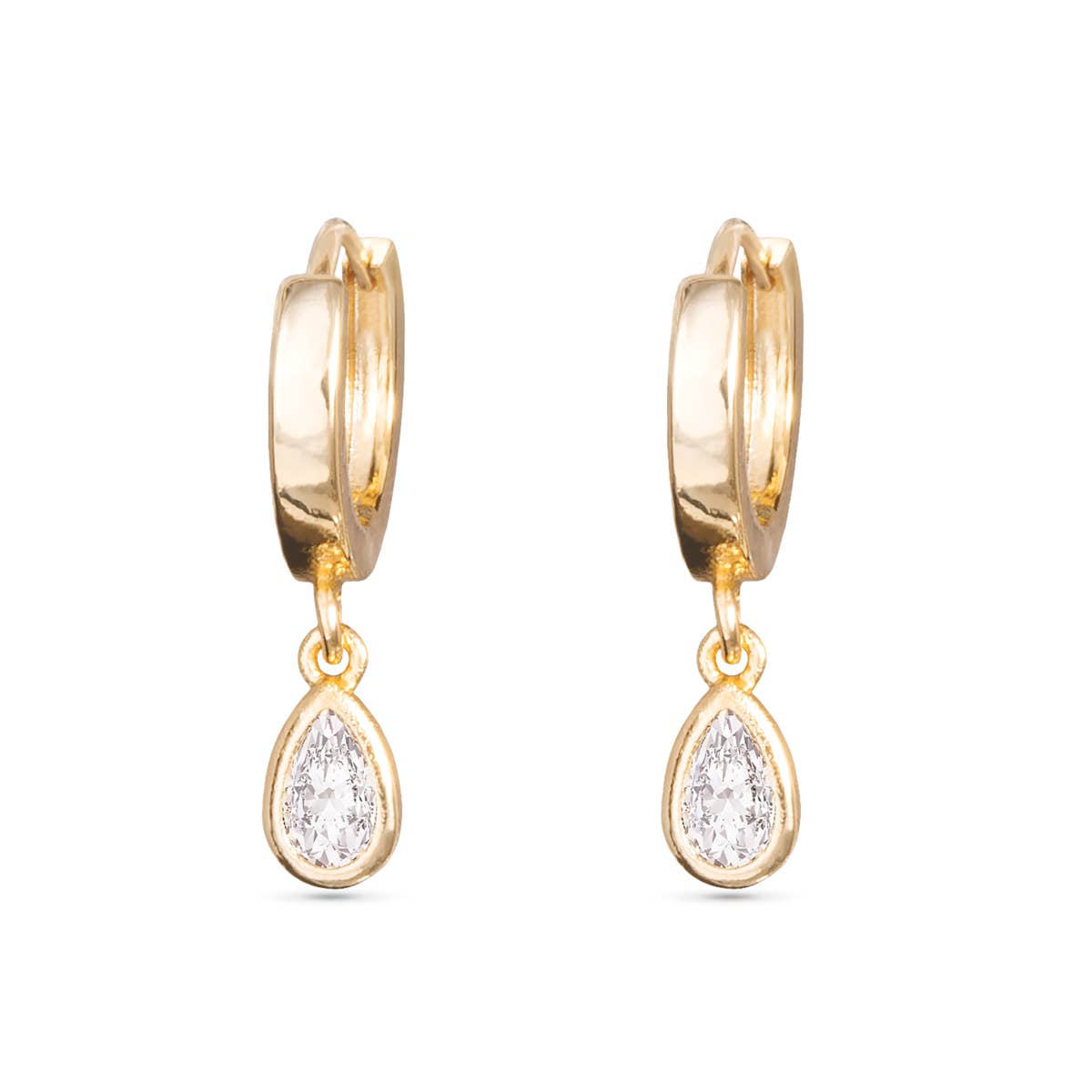 CZ Teardrop Huggie Earrings