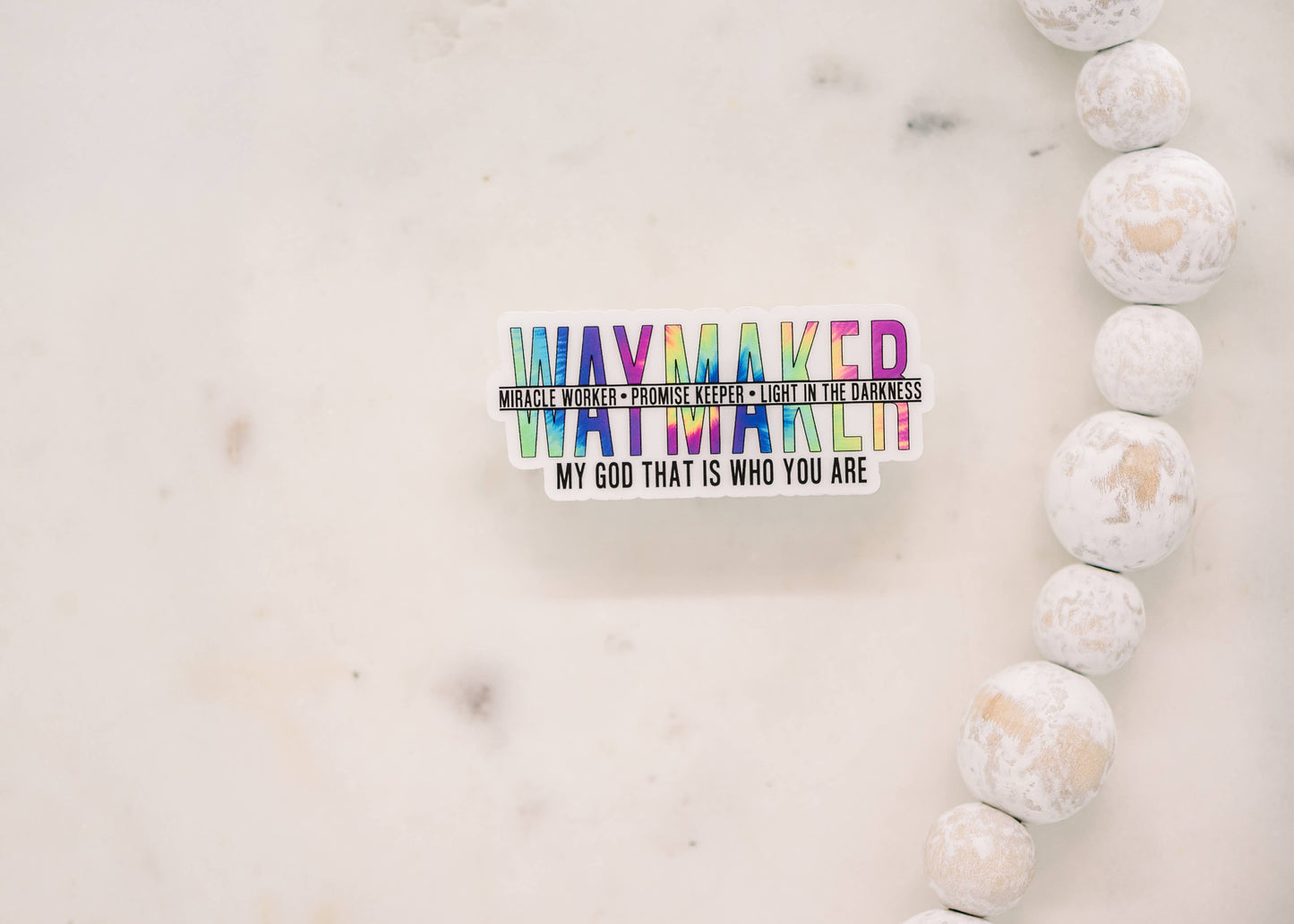 Waymaker Rainbow Clear Christian, Vinyl Sticker, 3x3 in