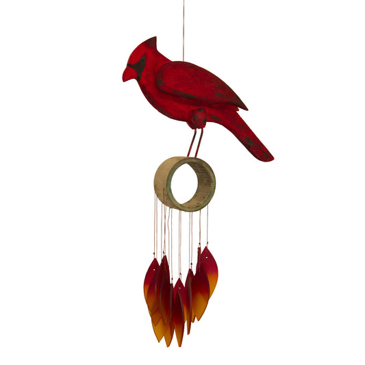 Cardinal Tumbled Glass Wind Chime