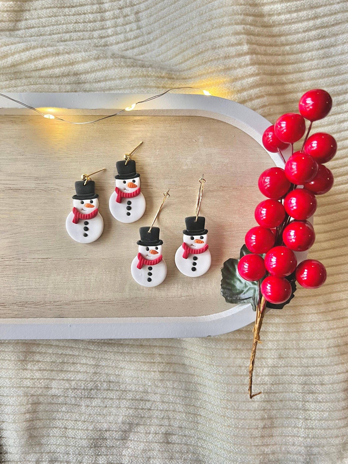 Snowman Clay Earrings, Snowman Earrings