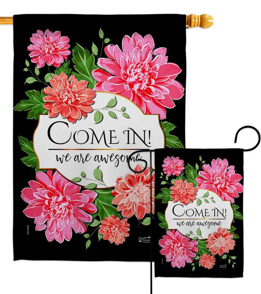 Come In Garden Floral Decor Flag