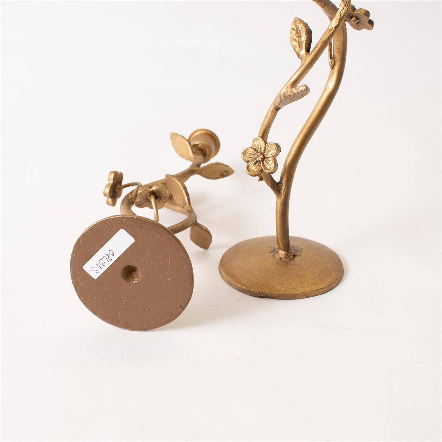 Gold Intertwined Floral Taper Holders (Set Of 2)