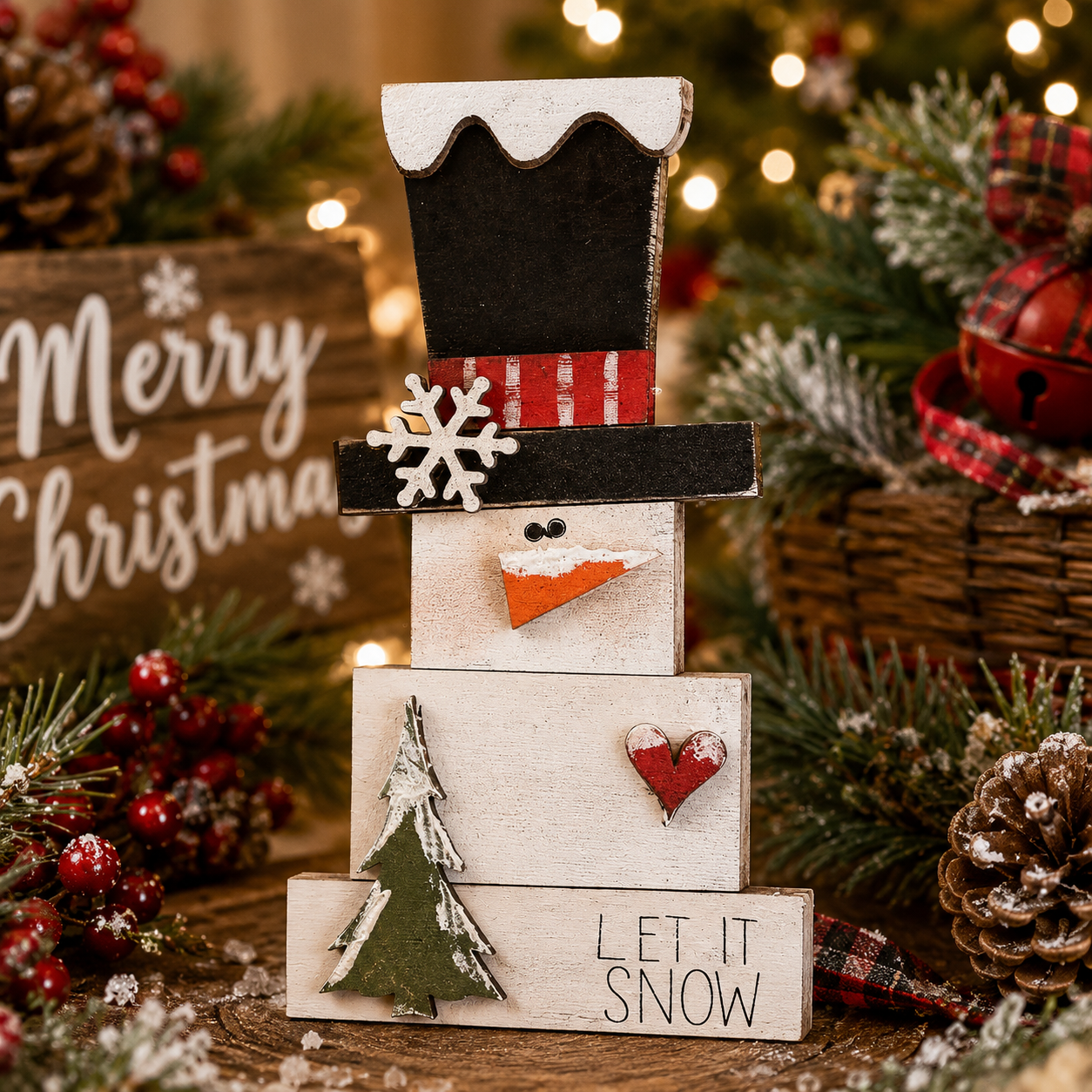 Let It Snow Snowman Ornament | Rustic Farmhouse Christmas