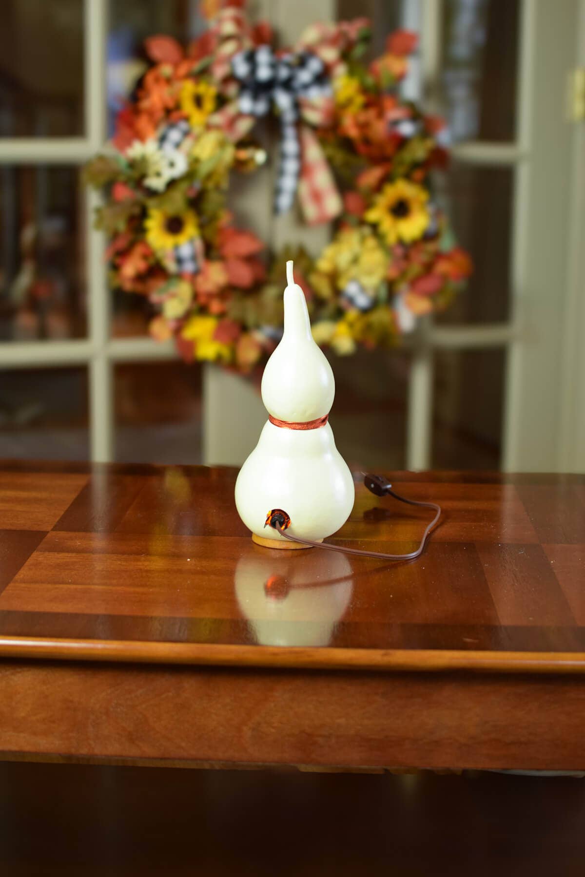 Jake Small Tall Lit Ghost Hand-Crafted Gourd Luminary
