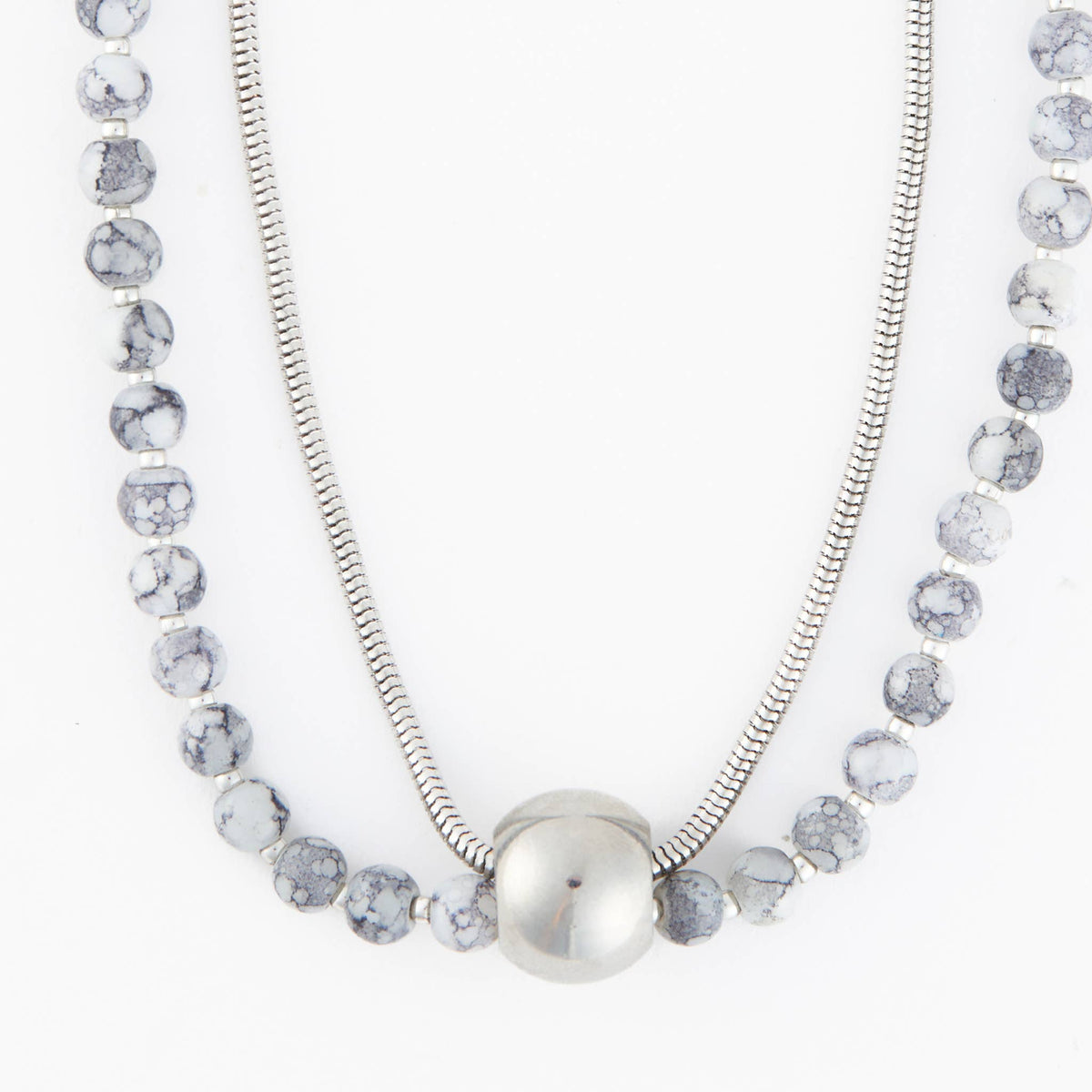 Collar Necklace 15" Beaded Double Strand Ball Arri