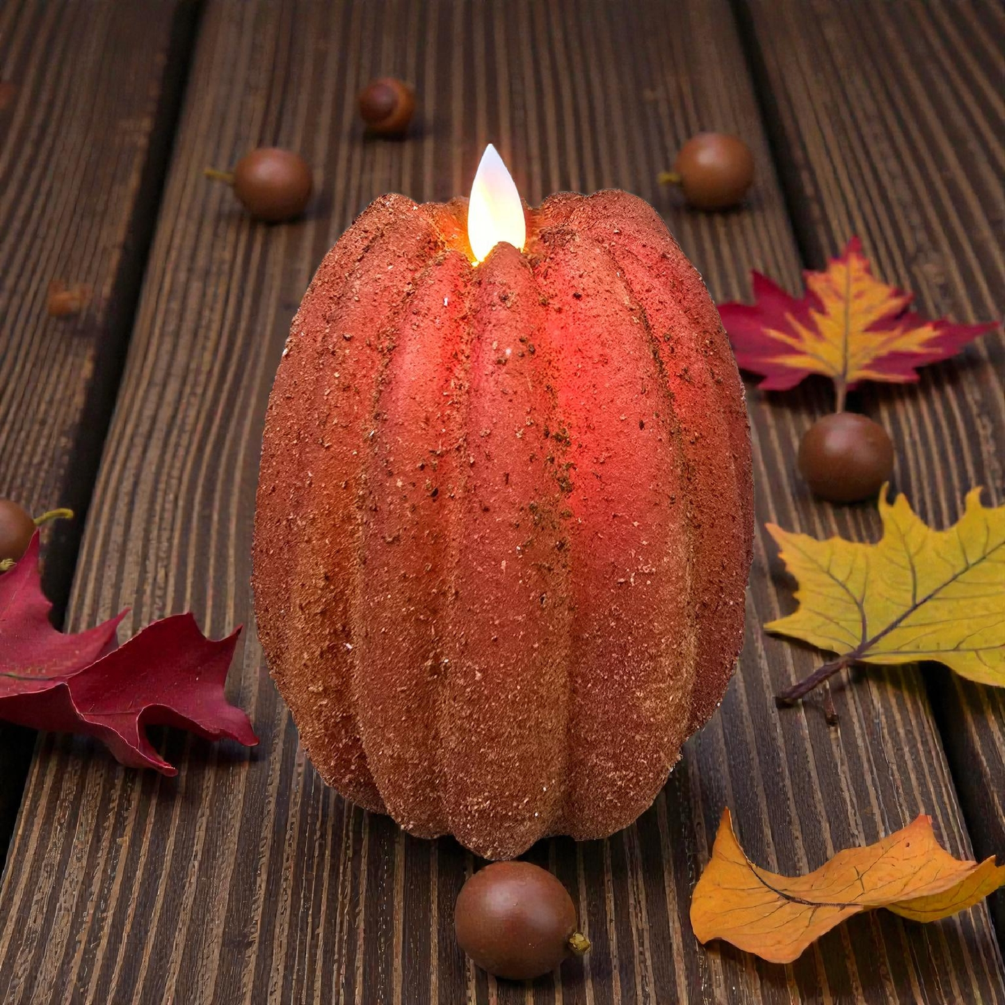 Pear Shaped Moving Flame Grunge Pumpkin 4x4.5in