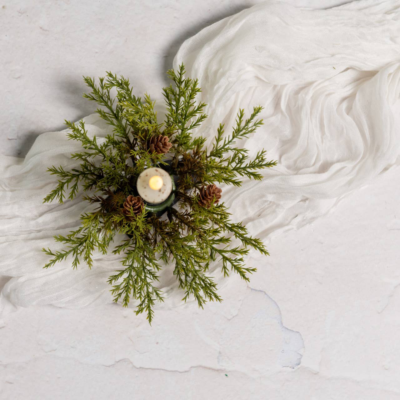 PRICKLY PINE TAPER CANDLE RING