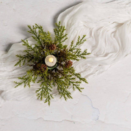 PRICKLY PINE TAPER CANDLE RING