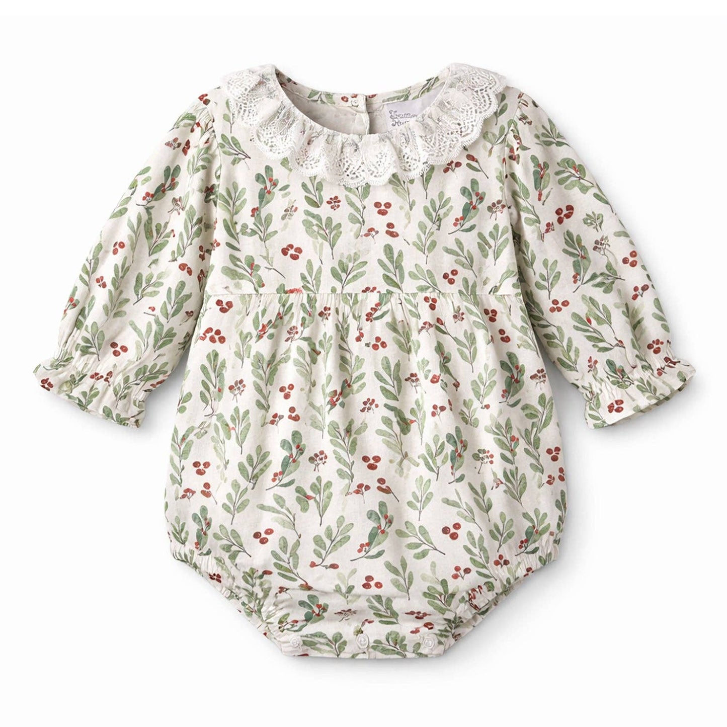 Holiday Berry Baby Christmas Bodysuit With Lace Collar
