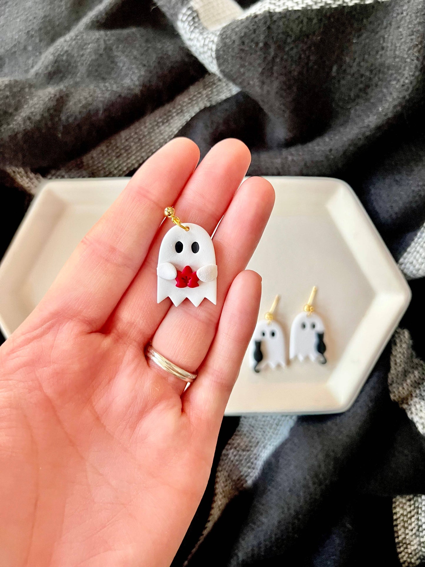 Pumpkin Ghost Earrings, Leaf Ghost Earrings, Cat Earrings