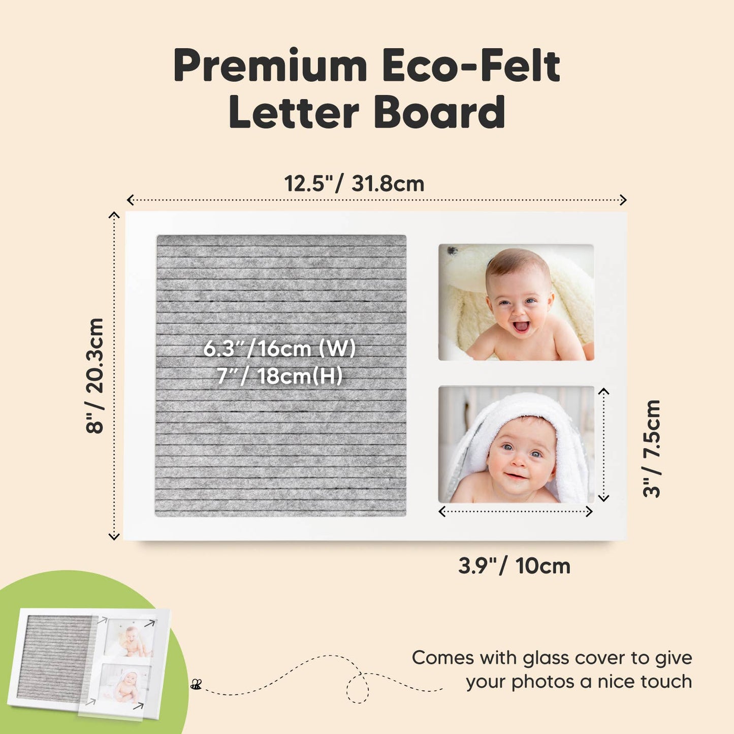 KeaBabies Heartfelt Picture Frame with Felt Letterboard