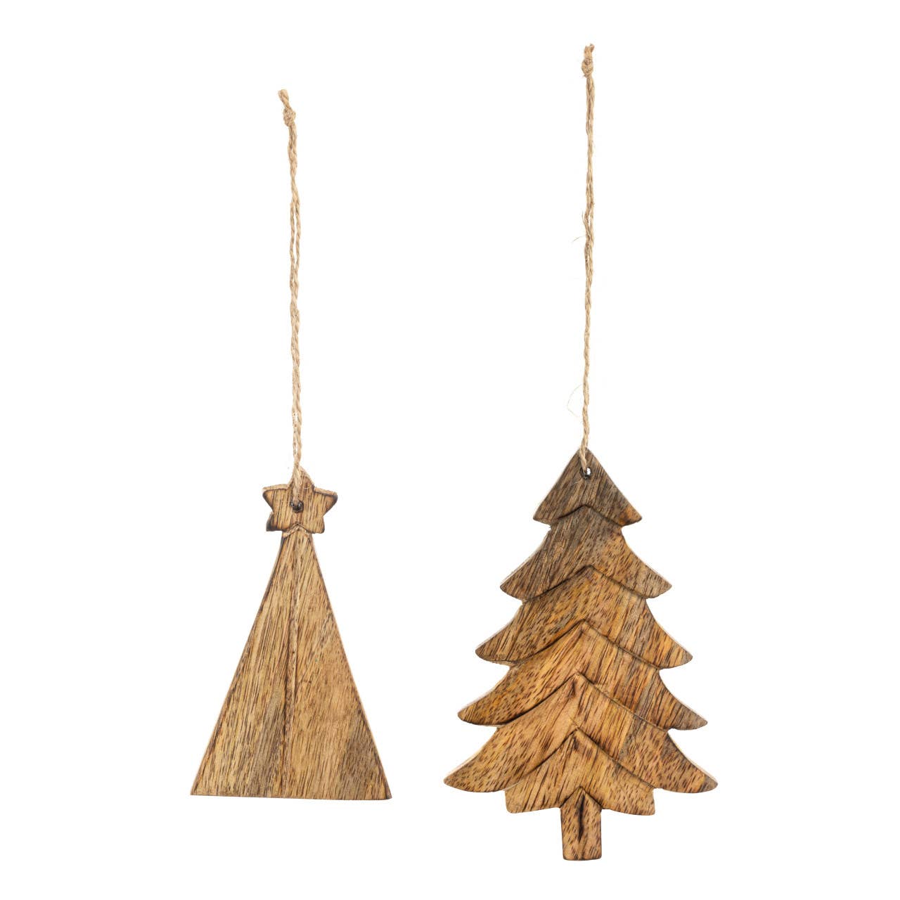 Rustic Wood Tree Ornaments - 2 Assorted