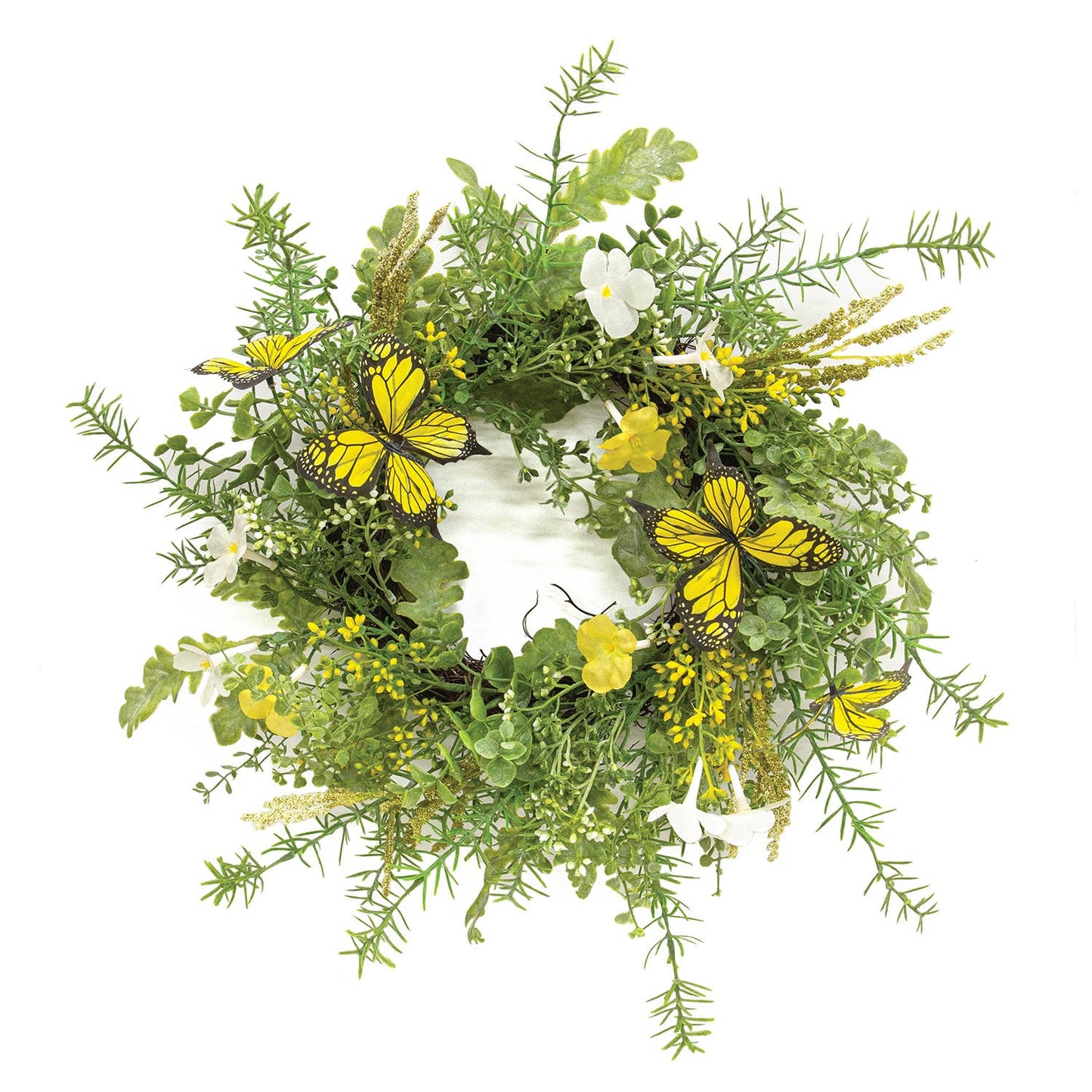 Dusty Miller & Butterfly Wreath - 16"