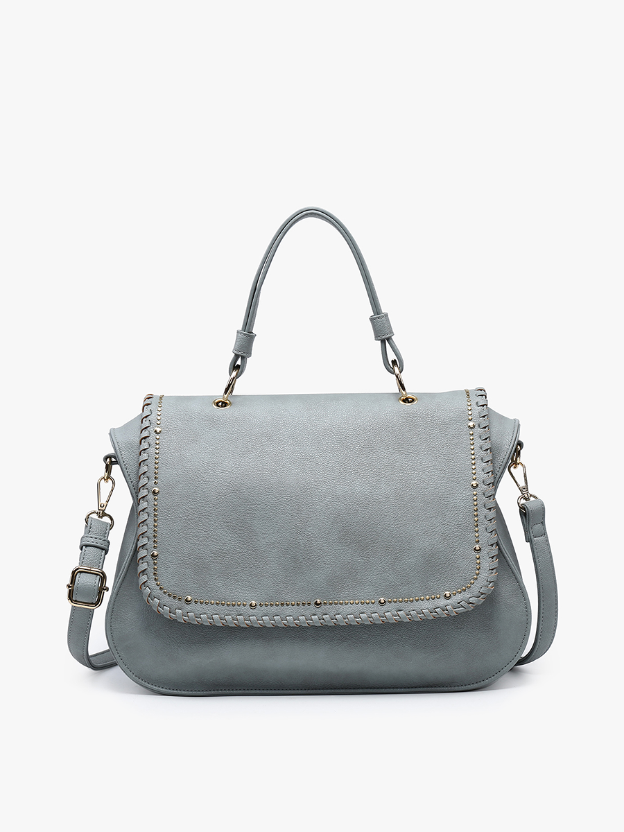 M2425 Cricket Studded Flapover Hobo w/ Handle