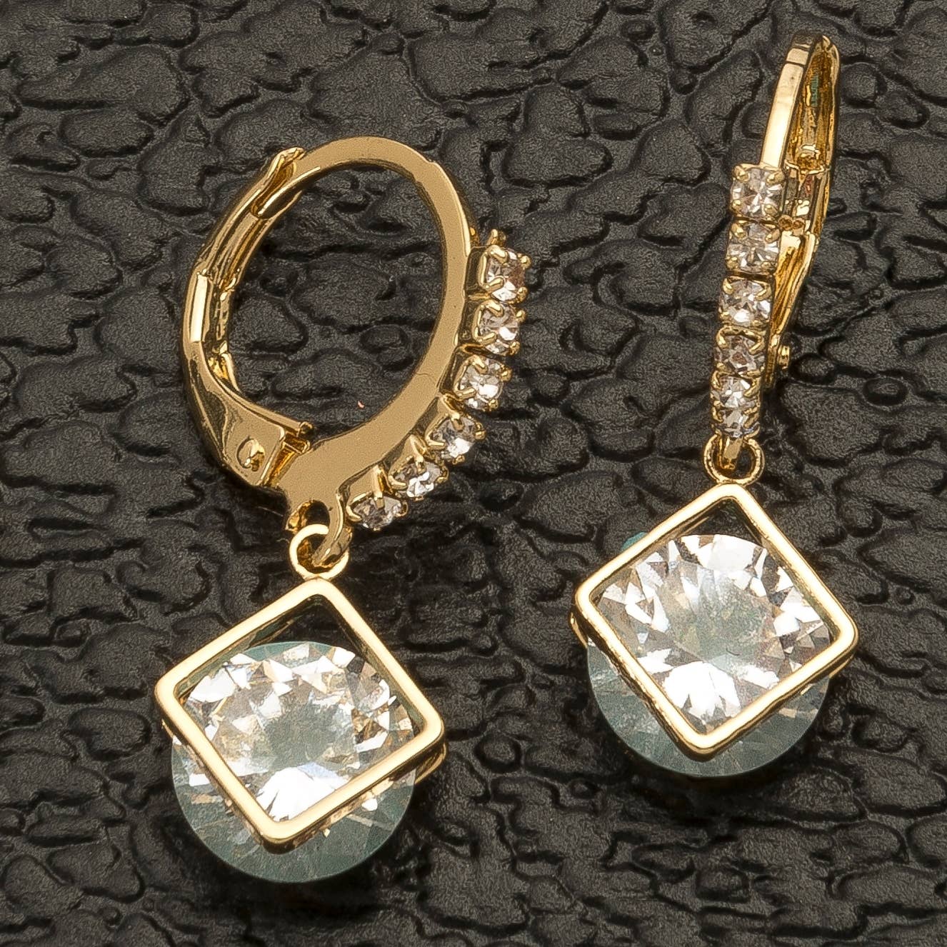 Dazzlers Cubic Zirconia Diamond Shape Hoop Earrings