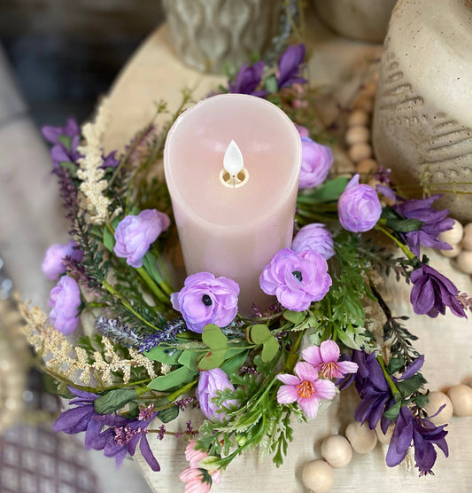 Purple Ranunculus 4.5in Candle Ring