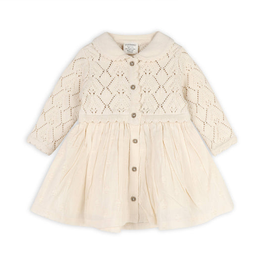 Phoebe Pointelle Knit Sweater Baby Dress (Organic Cotton)