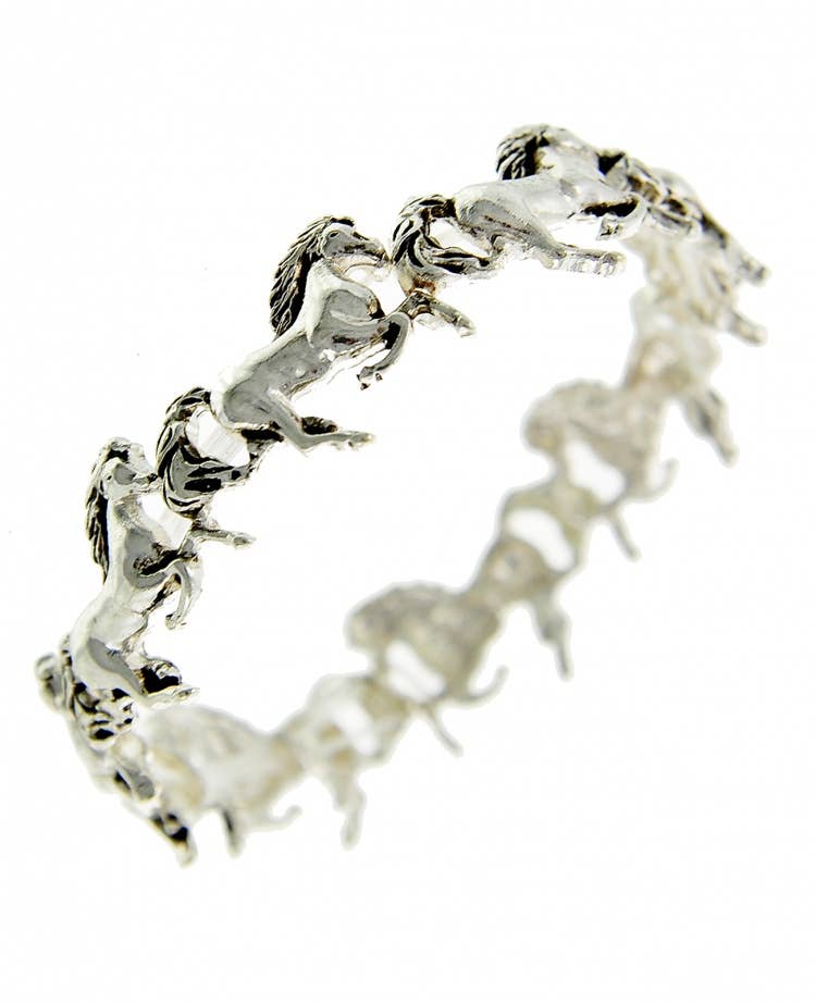 FR5252 Antique Silver Horse Metal Stretch Bracelet