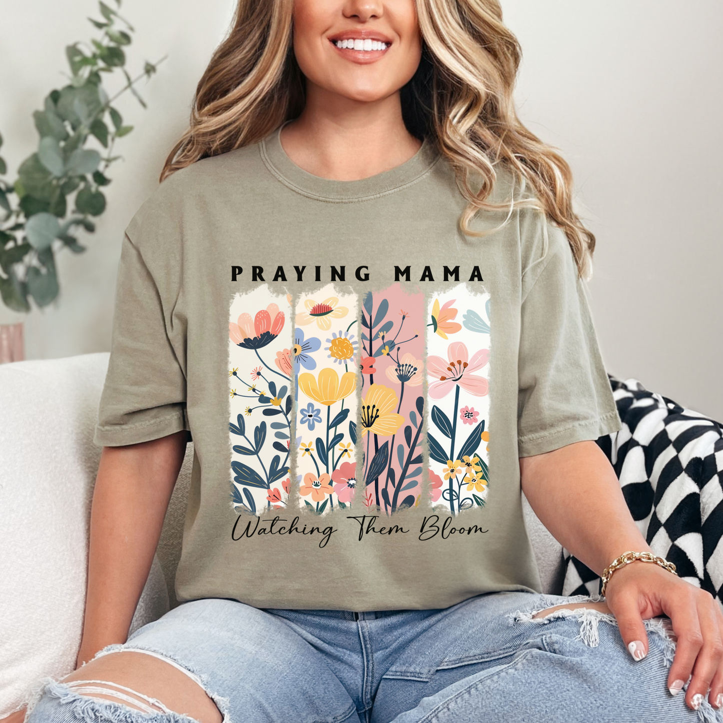Praying Mama Watching Them Bloom Comfort Colors T Shirt