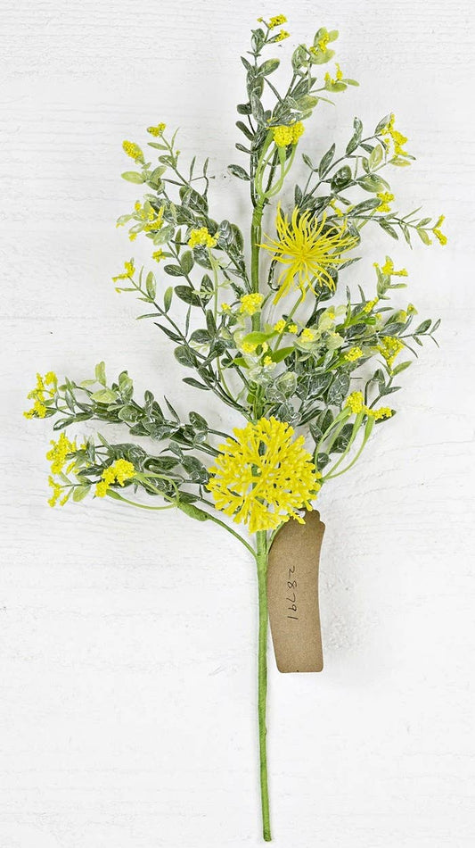 28791 - 18in Spray-Yellow Thistle w Flocked Boxwood-12