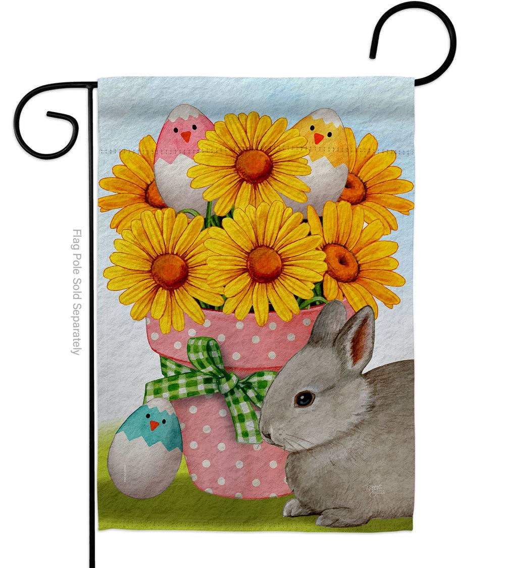 Flag Daisy Bunny Easter Garden Friends Floral House 2-Sided