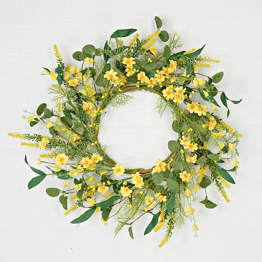 35520- 22in Wreath-Yellow Wild Daylily with Leaves
