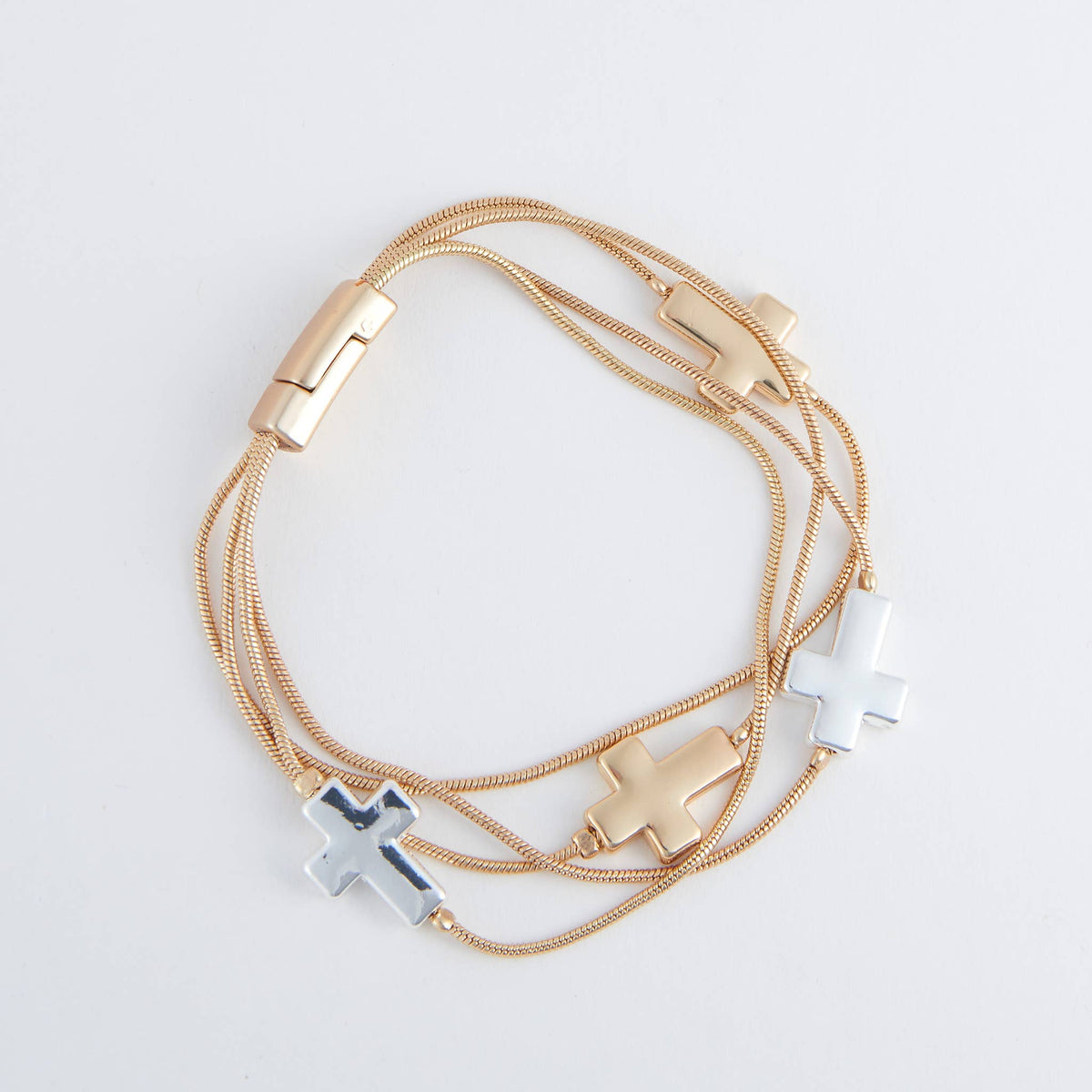 Cross Bracelet Cobie Multi Row Inspirational Magnetic