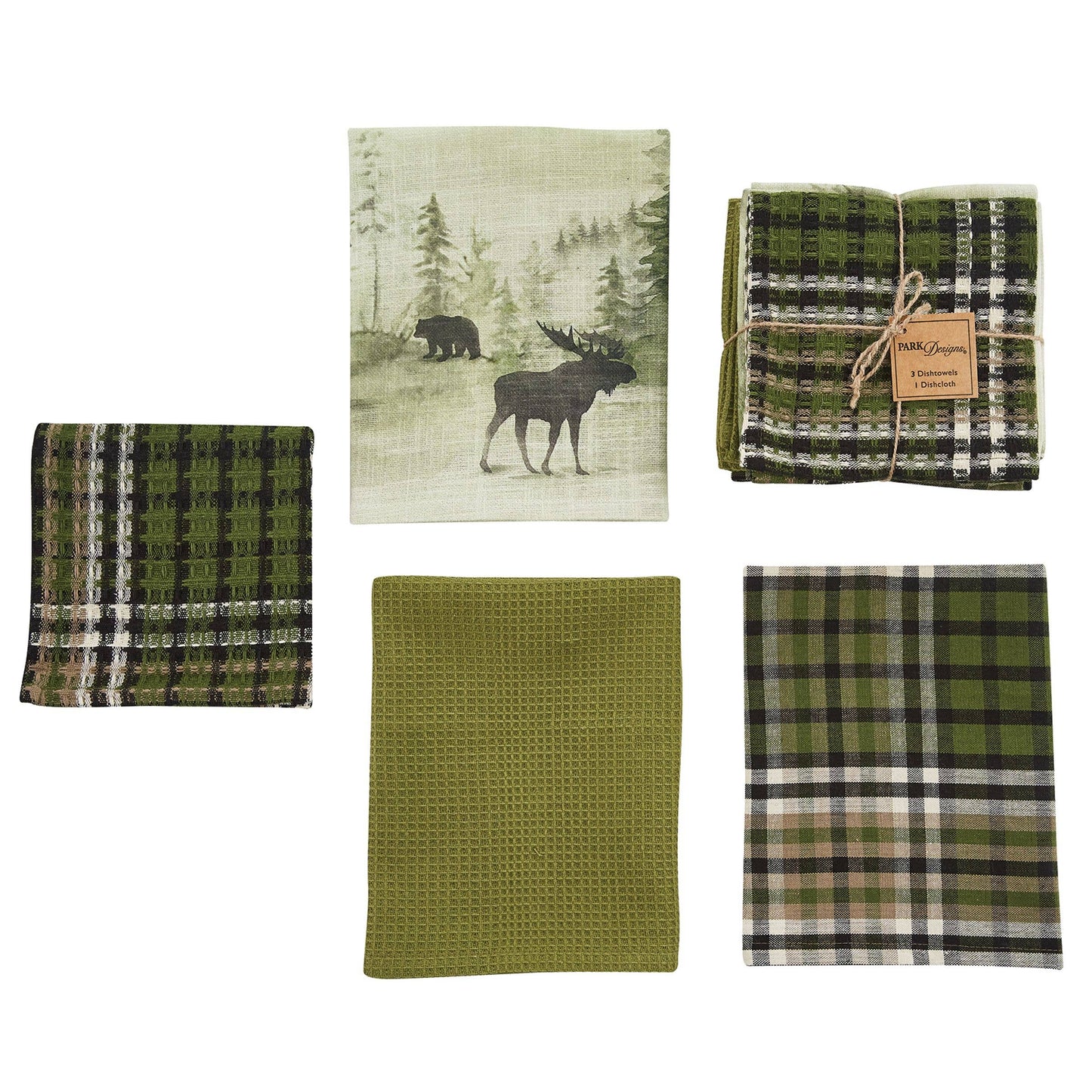 Watercolor Wildlife 3Dishtowel 1 Discloth Set