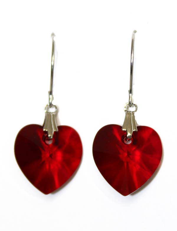 Crystal Red Heart Dangle Earring