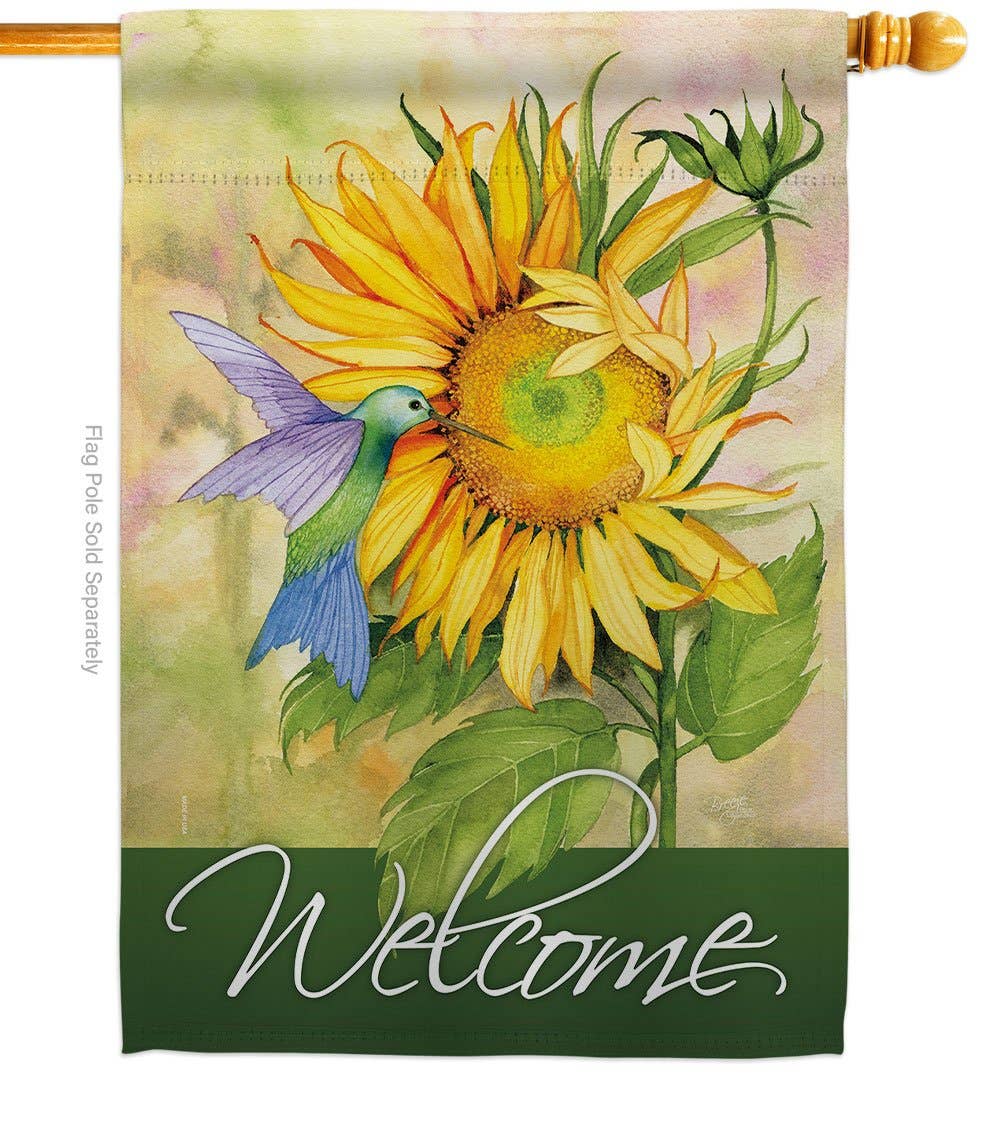 Sunflower with Hummingbird Garden Floral Bird Decor Flag