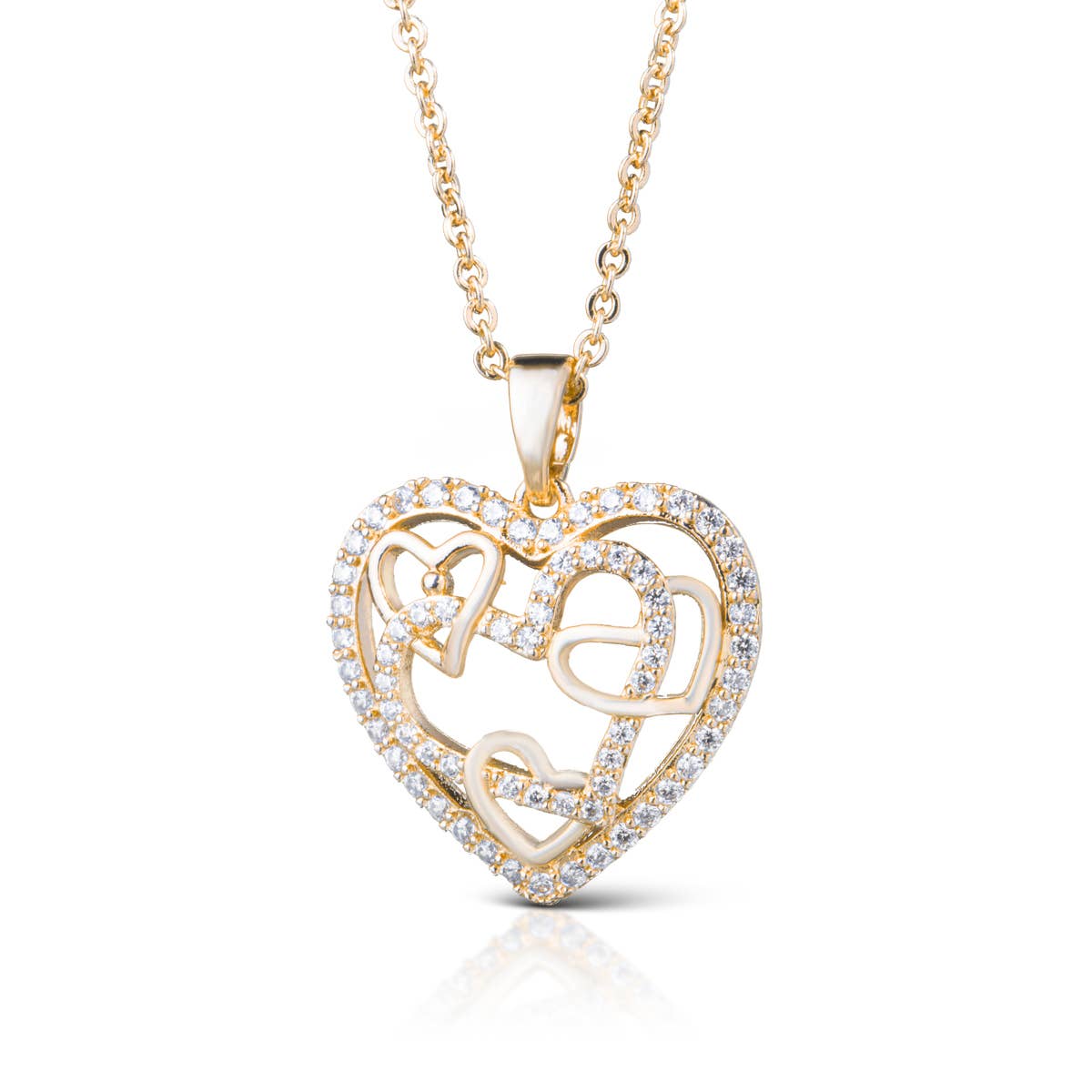 Inset Hearts Necklace - Gold