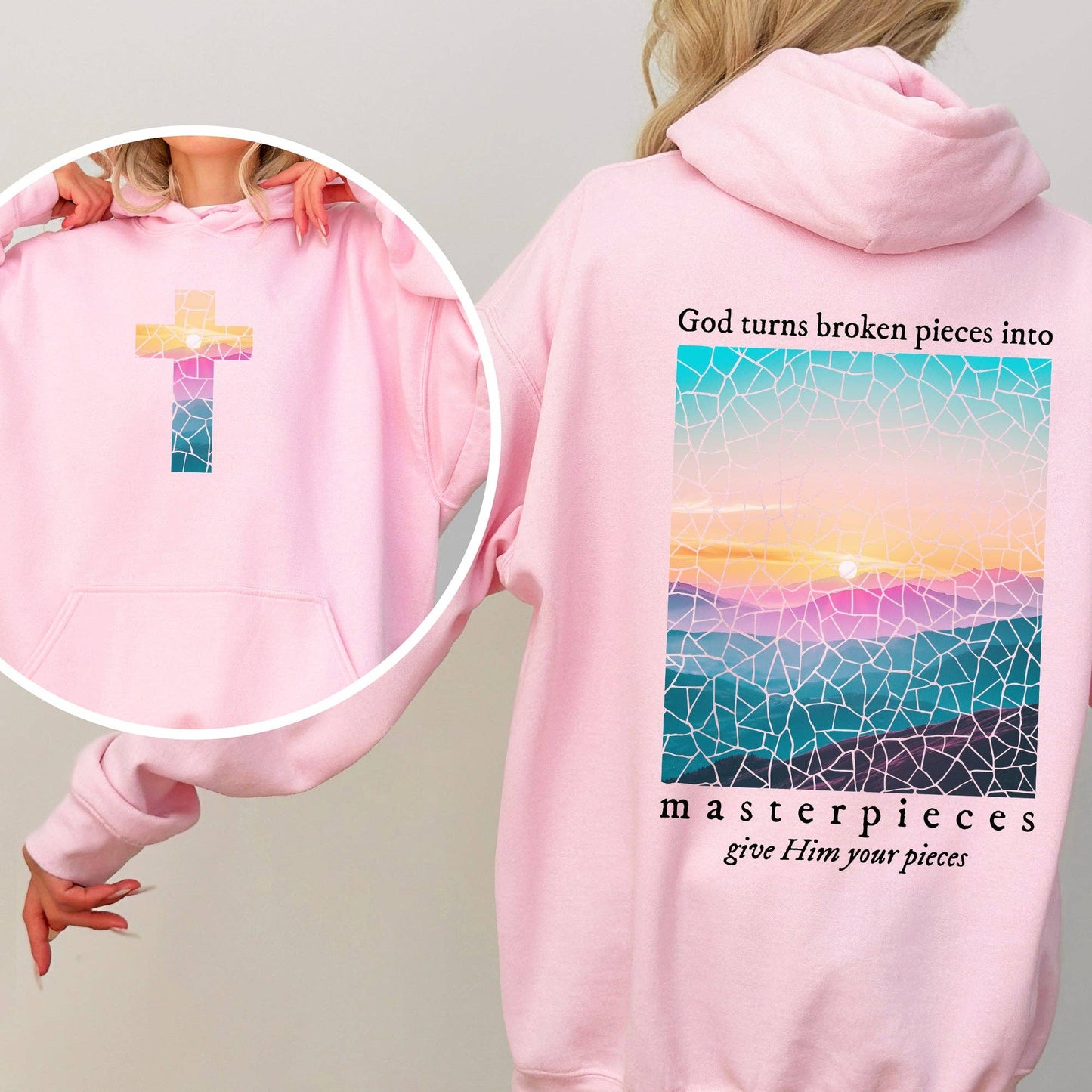 God Turns Broken Pieces Into Masterpieces Religious Hoodie