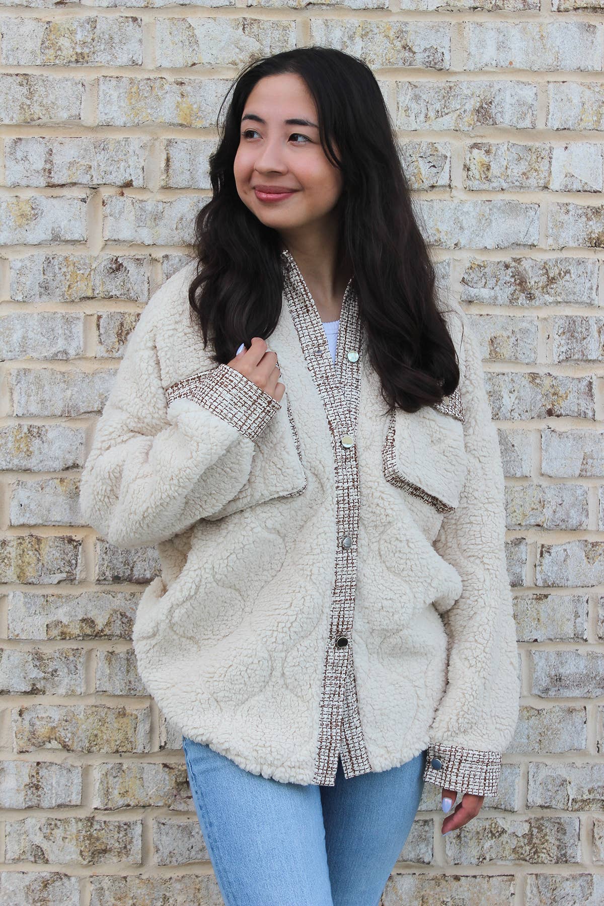 SKT2391 Myrtle Sherpa/Tweed Shacket