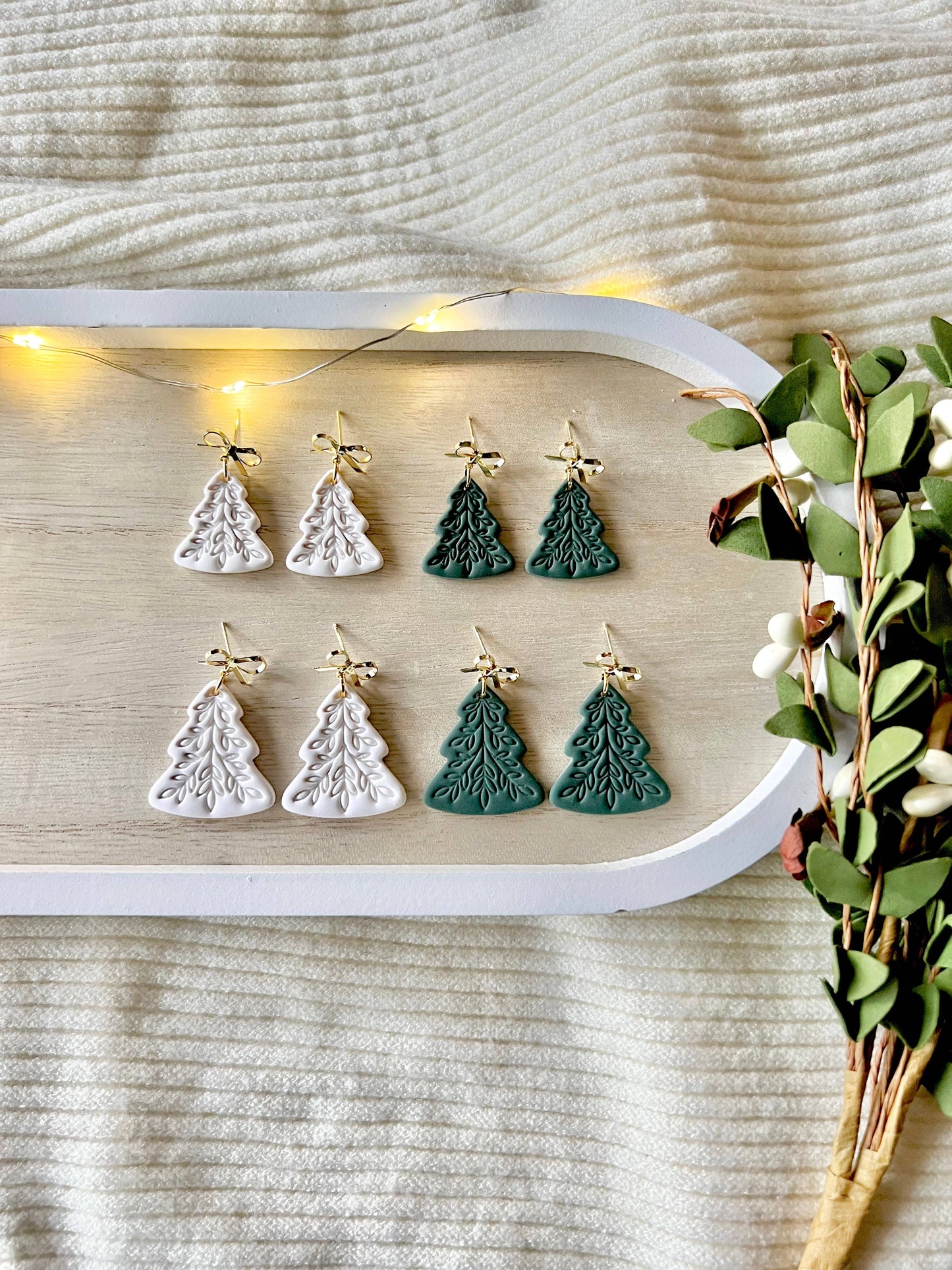 Scandinavian Tree Earrings, Christmas Tree Earrings
