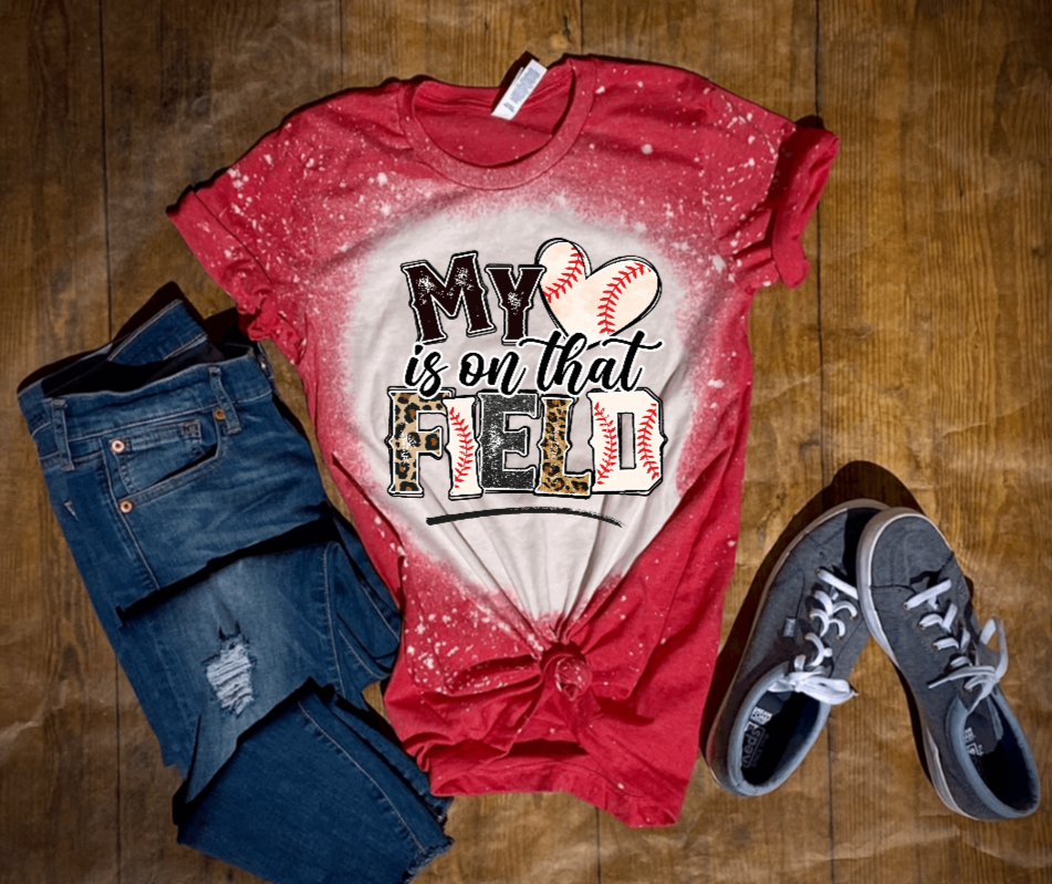 My Heart is on that field Baseball Bleached Shirt