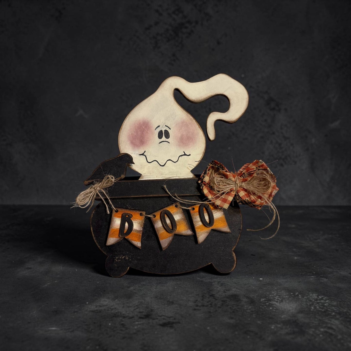 Primitive Ghost in Cauldron Shelf Sitter | Halloween Decor