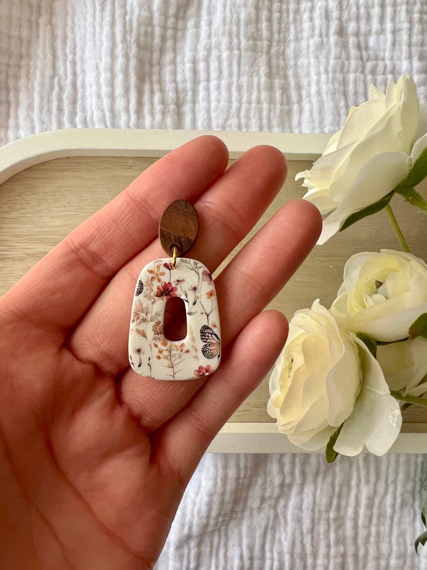 Butterfly Garden Clay Earrings