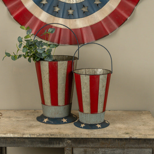 SET/ 2 PATRIOTIC HAT BUCKETS