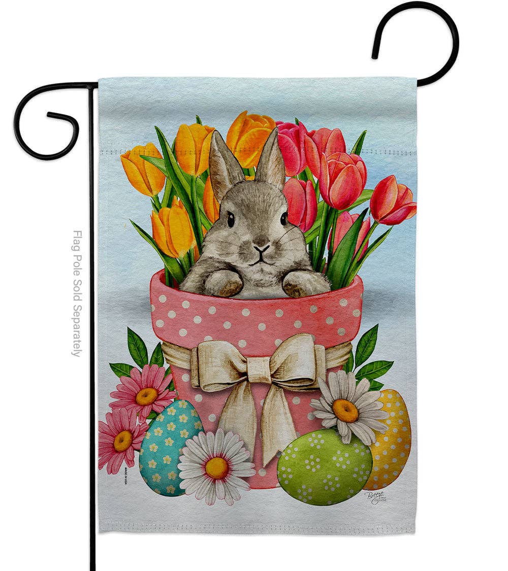Flag Bunny Tulips Easter Garden Friends Floral House