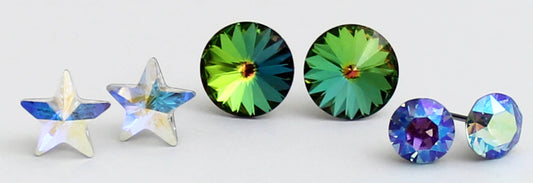 48 pr. Small Crystal Post Earring Assortment