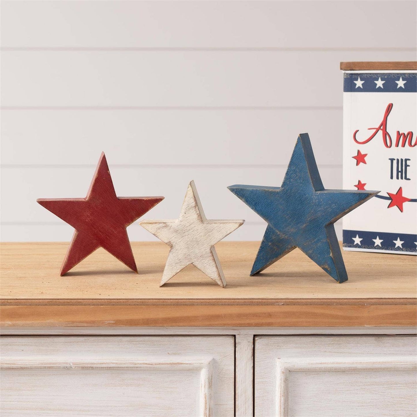 Wooden Star Block Sitter (Set Of 03)