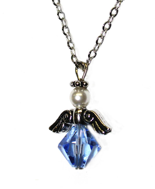 Crystal Angel Pendant on 18" Silver Colored Chain