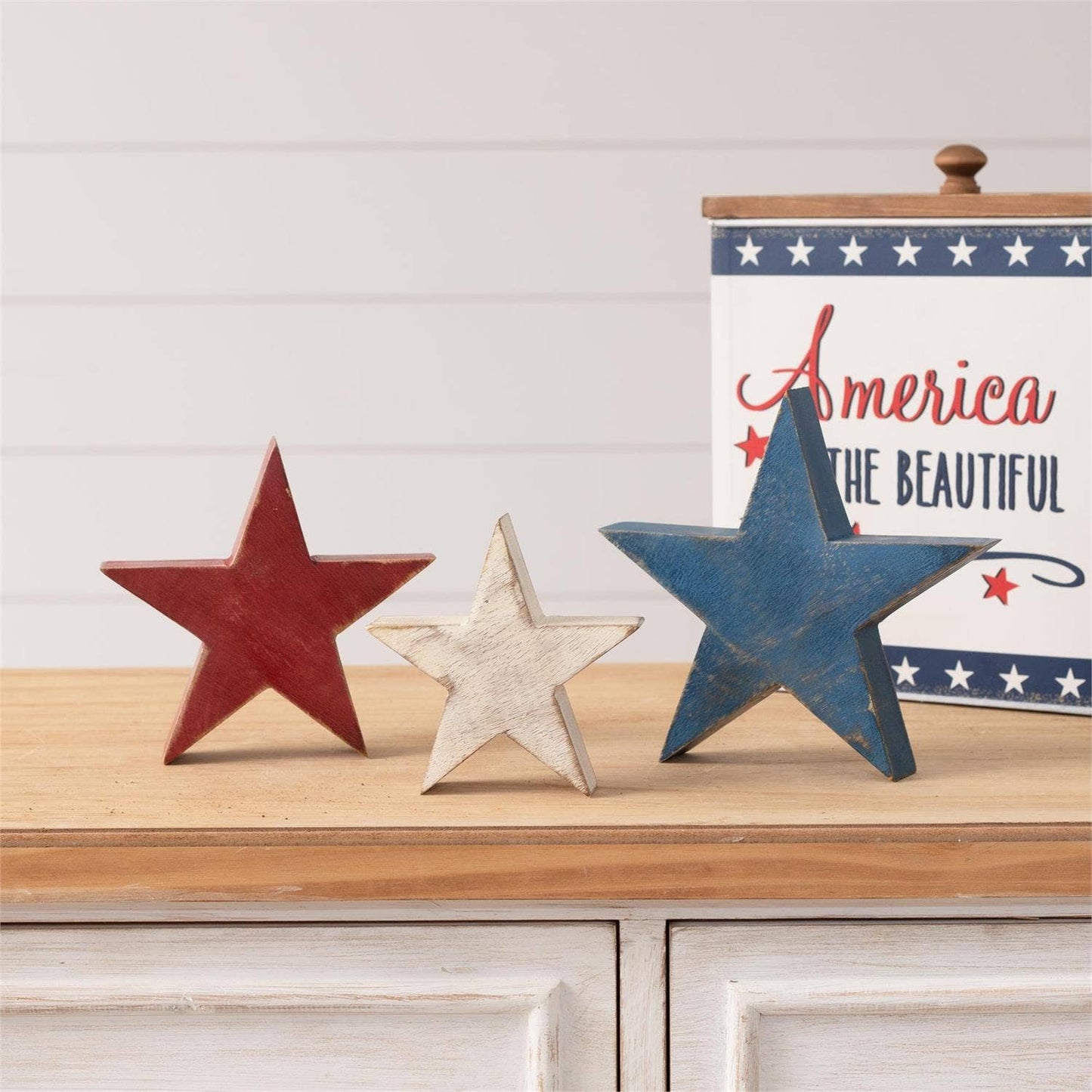 Wooden Star Block Sitter (Set Of 03)