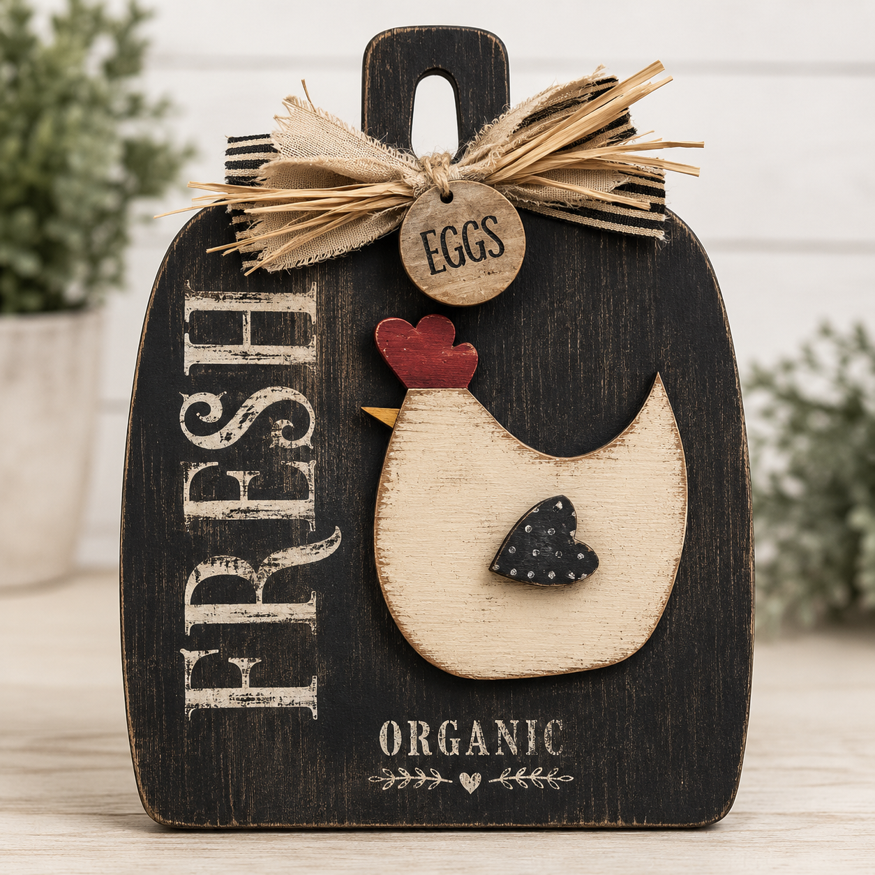 Fresh Eggs Farmhouse Shelf Sitter | Rustic Kitchen Decor