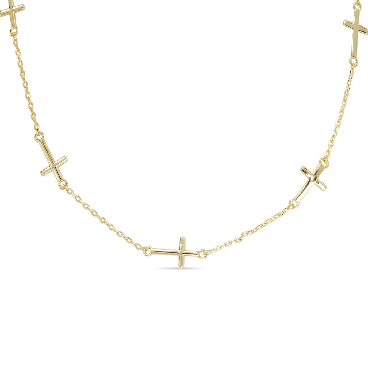 Gold Station Cross Necklace