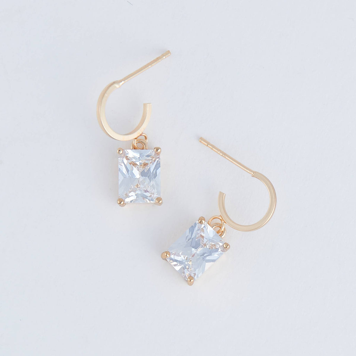 Dazzler Square Cubic Zirconia Hoop Earrings