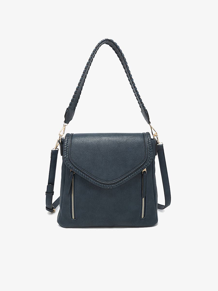 Lorelei Double Zip Crossbody – Whipstitch Trim | M2167