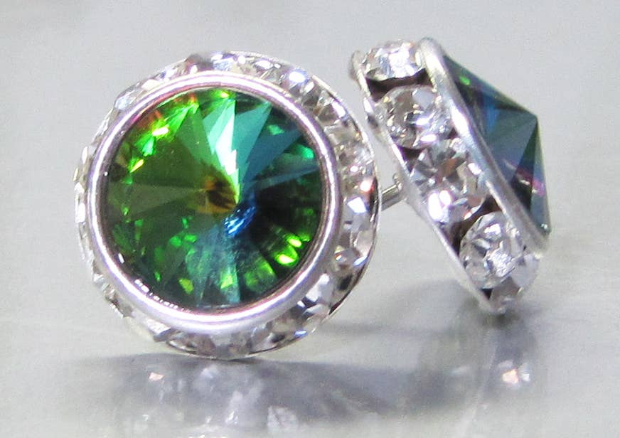 Rhinestone Rivoli VM (Vitrail Medium) 12mm Post Earring