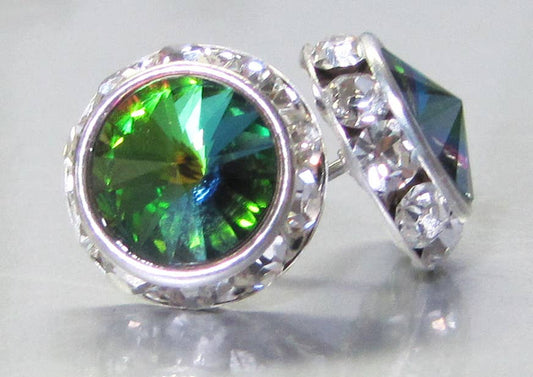 Rhinestone Rivoli VM (Vitrail Medium) 12mm Post Earring