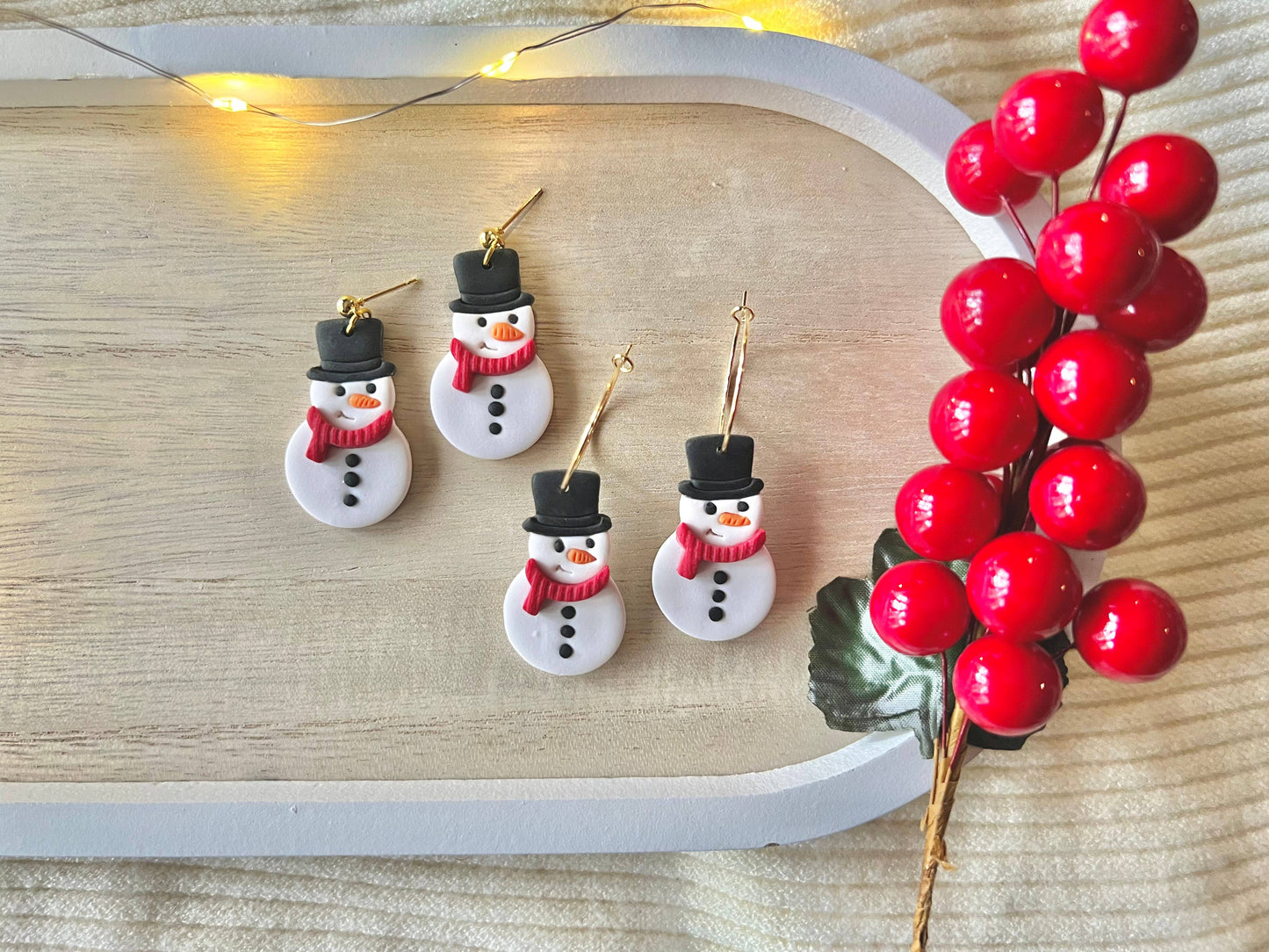 Snowman Clay Earrings, Snowman Earrings